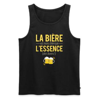 La bière moins chère que l'essence apéro humour - Débardeur bio Premium Homme - noir - Devant - AI Model Male 178 light (178cm)