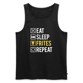Eat Sleep Frites Repeat Nourriture Fast Food - Débardeur bio Premium Homme - noir - Devant - Michal (187cm)