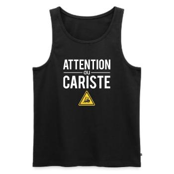 Attention Au Cariste Métier Profession Humour - Débardeur bio Premium Homme - noir - Devant - Michal (187cm)