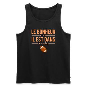 Le Bonheur Existe il Est Dans Le Rugby Sport - Débardeur bio Premium Homme - noir - Devant - Michal (187cm)