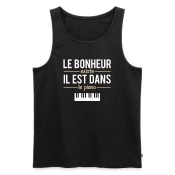 Le Bonheur Existe il Est Dans Le Piano Pianiste - Débardeur bio Premium Homme - noir - Devant - Michal (187cm)
