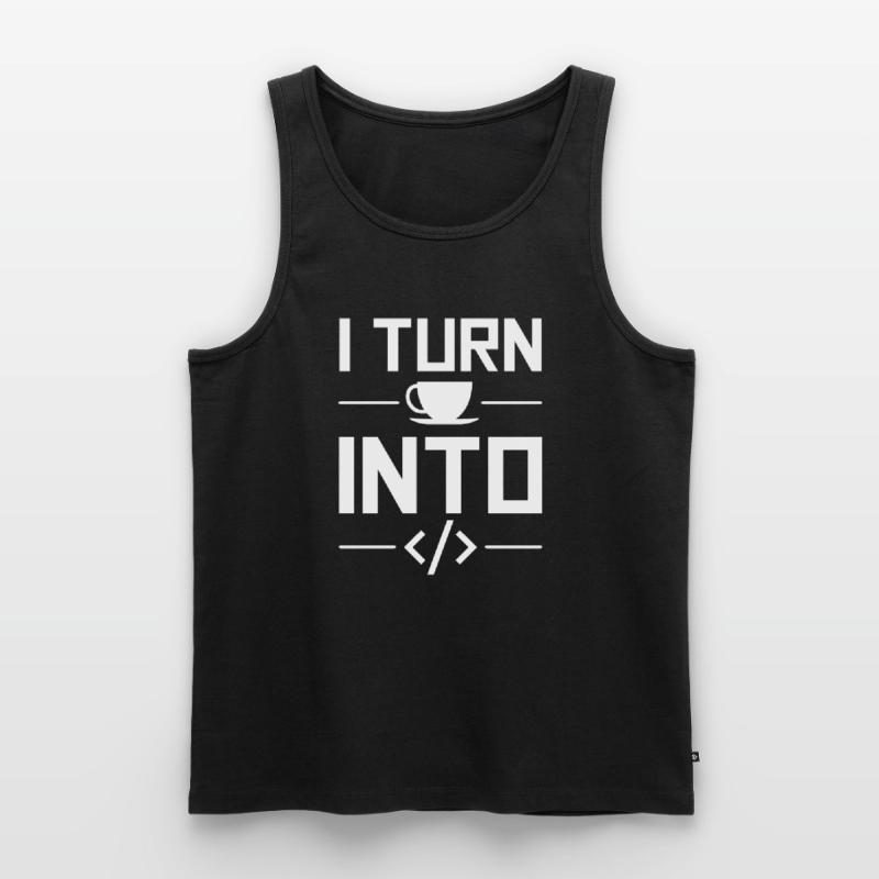 I Turn Coffee Into Code Codeur Humour Informatique Débardeur bio Premium Homme