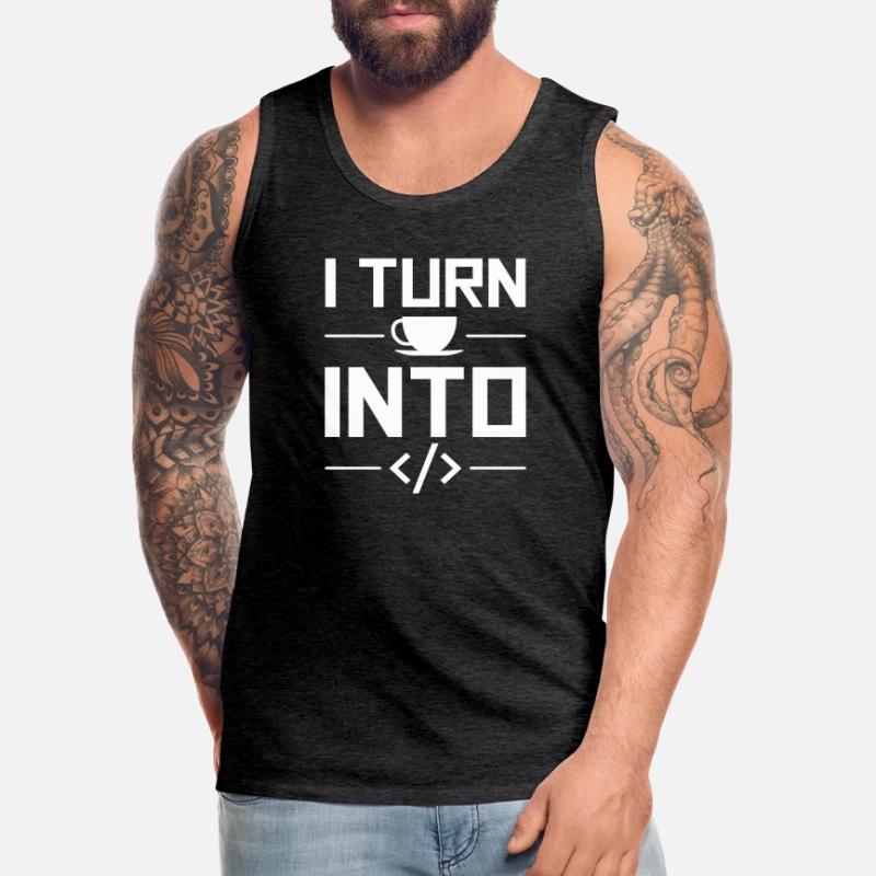 I Turn Coffee Into Code Codeur Humour Informatique Débardeur bio Premium Homme