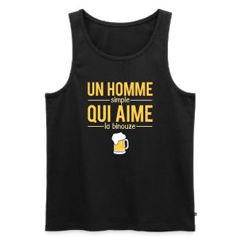 Un Homme Simple Qui Aime La Binouze Bière Humour - Débardeur bio Premium Homme - noir - Devant - AI Model Male 178 light (178cm)