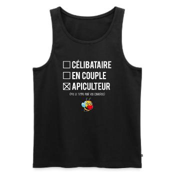 Célibataire En Couple Apiculteur Abeilles Humour - Débardeur bio Premium Homme - noir - Devant - Michal (187cm)