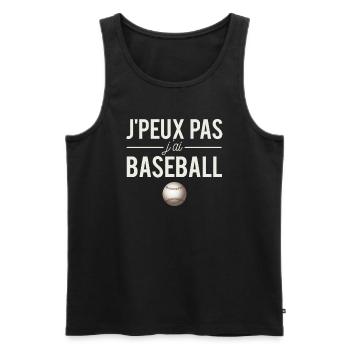 J'Peux Pas J'Ai Baseball Sport Humour - Débardeur bio Premium Homme - noir - Devant - AI Model Male 178 light (178cm)