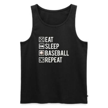 Eat Sleep Baseball Repeat Sport Humour - Débardeur bio Premium Homme - noir - Devant - Michal (187cm)