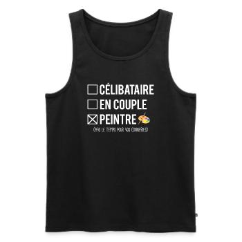 Célibataire En Couple Meilleur Peintre Humour - Débardeur bio Premium Homme - noir - Devant - Michal (187cm)