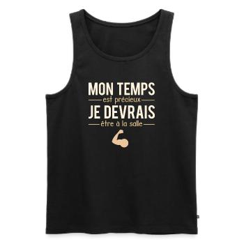 Mon Temps Est Précieux Corps De Rêve Humour - Débardeur bio Premium Homme - noir - Devant - Michal (187cm)