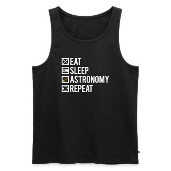 Eat sleep astronomy repeat humour - Débardeur bio Premium Homme - noir - Devant - Michal (187cm)