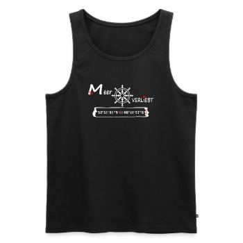 Cuxhaven - MeerVERLIEBT - (Koordinaten & Ortsname) - Männer Premium Bio Tank Top - Schwarz - Vorne - AI Model Male 178 light (178cm)