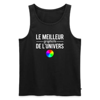 Le meilleur graphiste de l'univers métier humour - Débardeur bio Premium Homme - noir - Devant - AI Model Male 178 light (178cm)