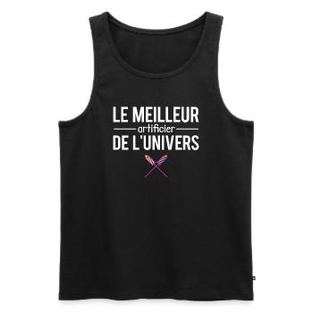 Le meilleur artificier de l'univers métier humour - Débardeur bio Premium Homme - noir - Devant - AI Model Male 178 light (178cm)