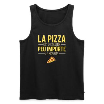 La pizza est la solution blague amoureux pizza - Débardeur bio Premium Homme - noir - Devant - Michal (187cm)