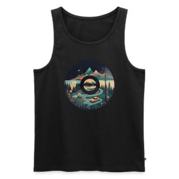 camping Wohnwagen in Berglandschaft mit - Männer Premium Bio Tank Top - Schwarz - Vorne - Michal (187cm)