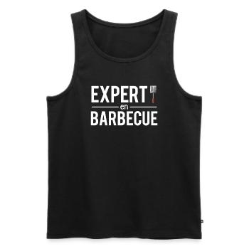 Expert en barbecue roi du barbecue humour - Débardeur bio Premium Homme - noir - Devant - AI Model Male 178 light (178cm)