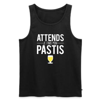 Attends je finis mon pastis jaune alcool humour - Débardeur bio Premium Homme - noir - Devant - Michal (187cm)