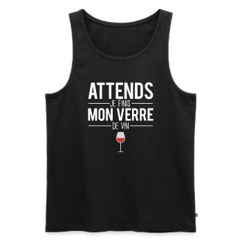 Attends je finis mon verre de vin vigne vigneron - Débardeur bio Premium Homme - noir - Devant - Michal (187cm)