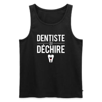 Dentiste qui déchire cadeau meilleur dentiste - Débardeur bio Premium Homme - noir - Devant - Michal (187cm)
