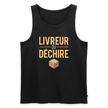 Livreur qui déchire métier cadeau meilleur livreur - Débardeur bio Premium Homme - noir - Devant - Michal (187cm)