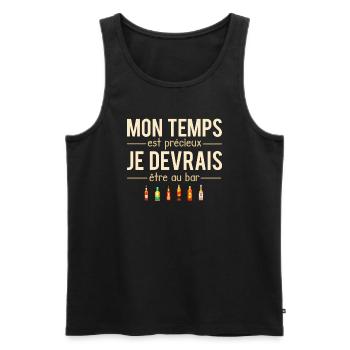Mon temps est précieux je devrais être au bar - Débardeur bio Premium Homme - noir - Devant - Michal (187cm)