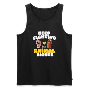 Tierrechte Tierschutz Vegan Vegetarier Tierfreund - Männer Premium Bio Tank Top - Schwarz - Vorne - Michal (187cm)