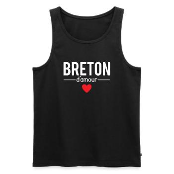 Breton d'amour meilleur breton humour - Débardeur bio Premium Homme - noir - Devant - AI Model Male 178 light (178cm)