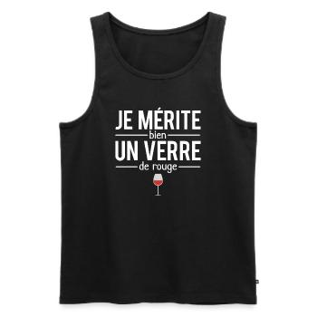 Je mérite bien un verre de rouge vin humour - Débardeur bio Premium Homme - noir - Devant - Michal (187cm)