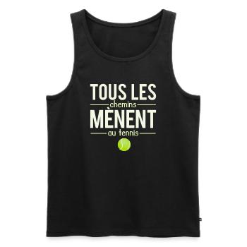 Tous les chemins mènent au tennis sport humour - Débardeur bio Premium Homme - noir - Devant - AI Model Male 178 light (178cm)