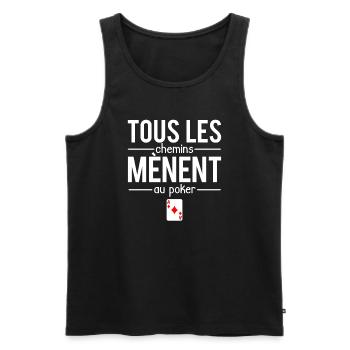Tous les chemins mènent au poker cartes humour - Débardeur bio Premium Homme - noir - Devant - Michal (187cm)