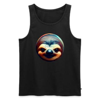Colorful Abstract Sloth, Creative Animal Design - Men's Premium Organic Tank Top - black - Front - AI Model Male 178 light (178cm)