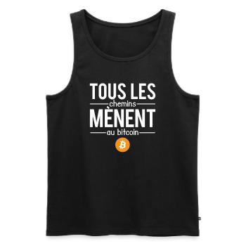 Tous les chemins mènent au bitcoin crypto humour - Débardeur bio Premium Homme - noir - Devant - Michal (187cm)