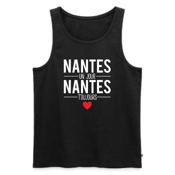 Nantes un jour nantes toujours nantais humour - Débardeur bio Premium Homme - noir - Devant - Michal (187cm)