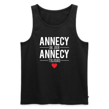 Annecy un jour annecy toujours cadeau annécien - Débardeur bio Premium Homme - noir - Devant - Michal (187cm)