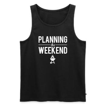 Planning du weekend roi du barbecue - Débardeur bio Premium Homme - noir - Devant - AI Model Male 178 light (178cm)