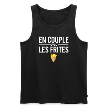 En couple avec les frites fast food humour - Débardeur bio Premium Homme - noir - Devant - Michal (187cm)