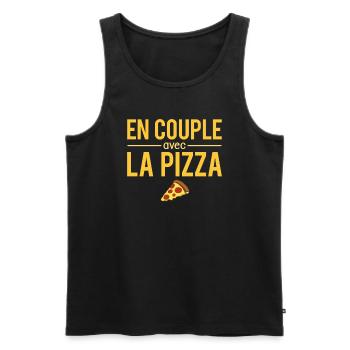 En couple avec la pizza fast food humour - Débardeur bio Premium Homme - noir - Devant - Michal (187cm)