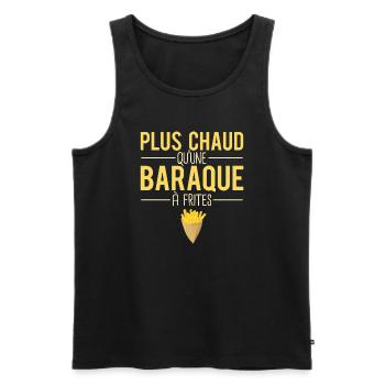 Plus chaud qu'une baraque à frites belge humour - Débardeur bio Premium Homme - noir - Devant - AI Model Male 178 light (178cm)