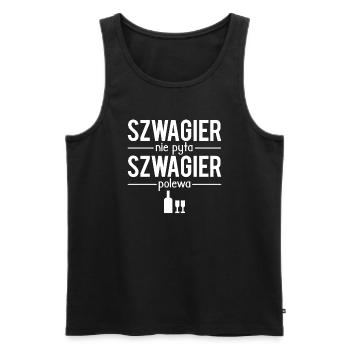 Szwagier nie pyta szwagier polewa polonais humour - Débardeur bio Premium Homme - noir - Devant - Michal (187cm)