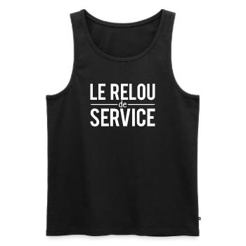 Le relou de service homme chiant - Débardeur bio Premium Homme - noir - Devant - AI Model Male 178 light (178cm)