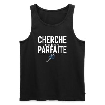 Cherche une femme parfaite blague couple - Débardeur bio Premium Homme - noir - Devant - Michal (187cm)