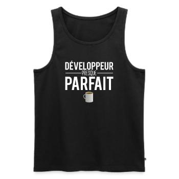 Développeur presque parfait programmeur codeur - Débardeur bio Premium Homme - noir - Devant - Michal (187cm)