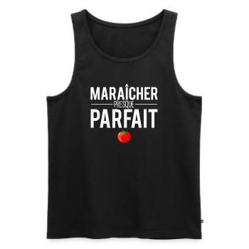 Maraîcher presque parfait papa maraîcher humour - Débardeur bio Premium Homme - noir - Devant - Michal (187cm)