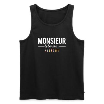 Monsieur le barman meilleur barman humour - Débardeur bio Premium Homme - noir - Devant - Michal (187cm)