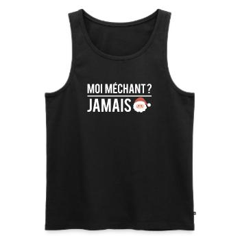 Moi méchant jamais humour père noël - Débardeur bio Premium Homme - noir - Devant - Michal (187cm)