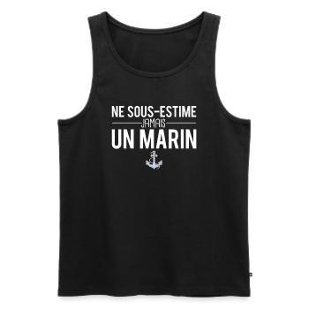 Ne sous estime jamais un marin bateau - Débardeur bio Premium Homme - noir - Devant - Michal (187cm)