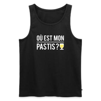 Où est mon pastis alcool jaune apéro humour - Débardeur bio Premium Homme - noir - Devant - Michal (187cm)