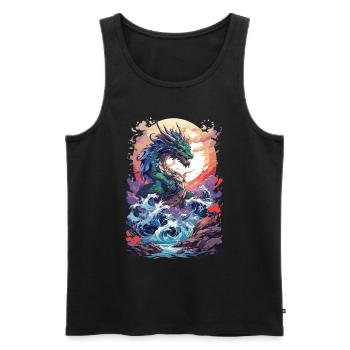 Mystic Sea Dragon: Anime Manga - Men's Premium Organic Tank Top - black - Front - Michal (187cm)