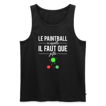 Le paintball m'appelle il faut que je file humour - Débardeur bio Premium Homme - noir - Devant - Michal (187cm)