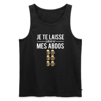 Je te laisse admirer mes abdos musculation sport - Débardeur bio Premium Homme - noir - Devant - Michal (187cm)